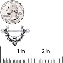 Load image into Gallery viewer, 14G 9/16 Clear Gem Ornate Deco Nipple Shield Set