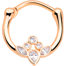 Load image into Gallery viewer, 16G 3/8 Clear Gem Rose Gold Tone Anodized Classic Cluster Septum Clicker