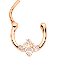 Load image into Gallery viewer, 16G 3/8 Clear Gem Rose Gold Tone Anodized Classic Cluster Septum Clicker