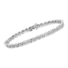 Load image into Gallery viewer, .925 Sterling Silver 1.0 cttw Miracle Set Diamond Spiraling Bezel Link Bracelet(I-J Color, I3 Clarity) -7.25"