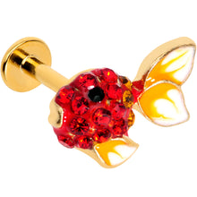 Load image into Gallery viewer, 16G 1/4 Red Gem Gold Tone Blow Fish Labret Monroe Tragus