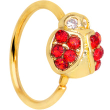 Load image into Gallery viewer, 20G 5/16 Red Gem Gold Tone Ladybug Nose Hoop