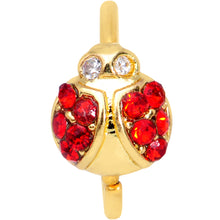 Load image into Gallery viewer, 20G 5/16 Red Gem Gold Tone Ladybug Nose Hoop