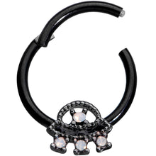 Load image into Gallery viewer, 16G 3/8 White Faux Opal Black UFO Hinged Segment Ring