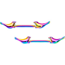 Load image into Gallery viewer, 14G 9/16 Clear Gem Rainbow Bird Barbell Nipple Ring Set