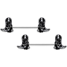 Load image into Gallery viewer, 14G 9/16 Clear Gem Cowboy Boot Barbell Nipple Ring Set