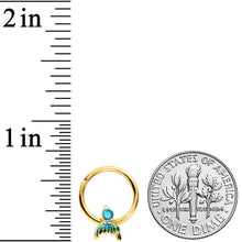 Load image into Gallery viewer, 16G 3/8 Gold Tone Blue Green Mermaid Tail Hinged Segment Ring