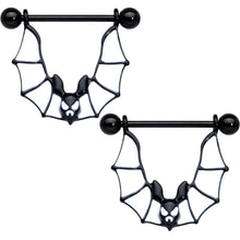 Load image into Gallery viewer, 14G 3/4 Black Bats Halloween Nipple Shield Set