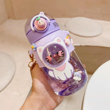 Load image into Gallery viewer, 700ml Kids Water Bottle for School Boys Girl Cup With Straw BPA Free Cute Cartoon Leakproof Mug Portable Travel Drinking Water Bottle with Strap and Stickers Portable Leakproof BPA-Free Drinking Bottle for Girls School Outdoor Sports Travel