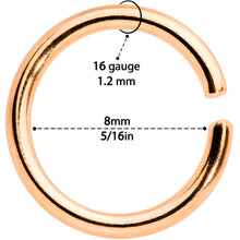 Load image into Gallery viewer, 16G 5/16 Rose Gold Tone Seamless Cartilage Ring Set of 12