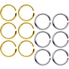 Load image into Gallery viewer, 16G 5/16 Steel Gold Tone Seamless Cartilage Ring Set of 12