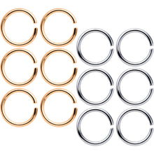 Load image into Gallery viewer, 16G 5/16 Steel Rose Gold Tone Seamless Cartilage Ring Set of 12