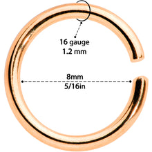 Load image into Gallery viewer, 16G 5/16 Steel Rose Gold Tone Seamless Cartilage Ring Set of 12