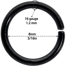 Load image into Gallery viewer, 16G 5/16 Steel Black Gold Tone Seamless Cartilage Ring Set of 12