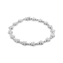 Load image into Gallery viewer, 14K White Gold 1 1/5 Cttw Round Diamond Flower Blossom Link Bracelet (H-I Color, SI1-SI2 Clarity) - Size 7"