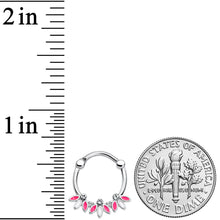 Load image into Gallery viewer, 16G 3/8 Clear Gem White Pink Leaves Septum Clicker