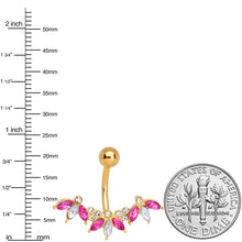 Load image into Gallery viewer, Pink Clear Gem Gold Tone Anodized Comely Clusters Belly Ring