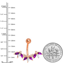 Load image into Gallery viewer, Purple Clear Gem Rose Gold Tone Anodized Comely Clusters Belly Ring