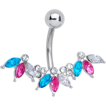 Load image into Gallery viewer, Pink Clear Aqua Gem Comely Clusters Belly Ring