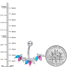 Load image into Gallery viewer, Pink Clear Aqua Gem Comely Clusters Belly Ring