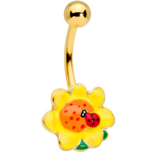 Load image into Gallery viewer, Gold Tone Sunny Flower Ladybug Belly Ring