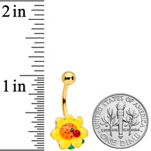 Load image into Gallery viewer, Gold Tone Sunny Flower Ladybug Belly Ring