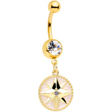 Load image into Gallery viewer, Clear Gem Gold Tone Sailors Compass Dangle Belly Ring