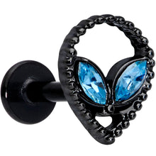 Load image into Gallery viewer, 16G 5/16 Aqua Gem Black Alien Labret Monroe Tragus