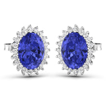 Load image into Gallery viewer, 2.56 Carat Genuine Tanzanite and White Diamond 14K White Gold Earrings