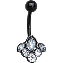 Load image into Gallery viewer, Clear Gem Black Anodized Classic Cluster Belly Ring