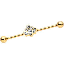 Load image into Gallery viewer, 14G Clear Gem Gold Tone Anodized Cluster Industrial Barbell 38mm