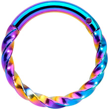 Load image into Gallery viewer, 16G 5/16 Rainbow Twisted Elegance Cartilage Clicker