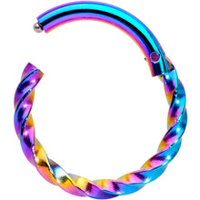 Load image into Gallery viewer, 16G 5/16 Rainbow Twisted Elegance Cartilage Clicker