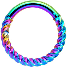 Load image into Gallery viewer, 14G 3/8 Rainbow Twisted Elegance Cartilage Septum Clicker