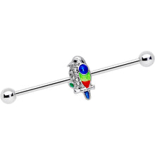 Load image into Gallery viewer, 14G Clear Gem Tropical Parrot Bird Industrial Barbell 38mm