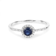 Load image into Gallery viewer, 0.38 Carat Genuine Blue Sapphire and White Diamond 14K White Gold Ring