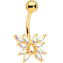 Load image into Gallery viewer, Aurora CZ Gem Gold Tone Plated Stylized Butterfly Belly Ring