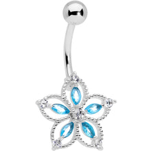 Load image into Gallery viewer, Aqua Clear CZ Gem Airy Flower Belly Ring