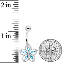Load image into Gallery viewer, Aqua Clear CZ Gem Airy Flower Belly Ring