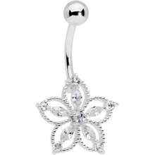 Load image into Gallery viewer, Clear CZ Gem Airy Flower Belly Ring