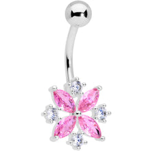 Load image into Gallery viewer, Pink Clear CZ Gem Star Burst Belly Ring