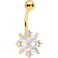 Load image into Gallery viewer, Clear CZ Gem Gold Tone Star Burst Belly Ring
