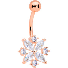 Load image into Gallery viewer, Clear CZ Gem Rose Gold Tone Star Burst Belly Ring