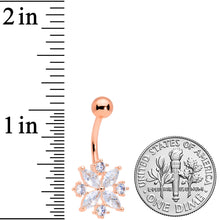 Load image into Gallery viewer, Clear CZ Gem Rose Gold Tone Star Burst Belly Ring