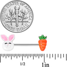 Load image into Gallery viewer, 14G 9/16 Carrot Easter Bunny Barbell Nipple Ring Set