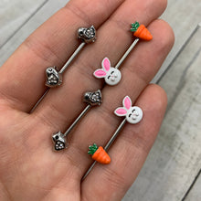 Load image into Gallery viewer, 14G 9/16 Carrot Easter Bunny Barbell Nipple Ring Set