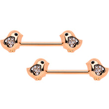 Load image into Gallery viewer, 14G 9/16 Clear Gem Rose Gold Tone Easter Chick Nipple Ring Set