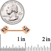 Load image into Gallery viewer, 14G 9/16 Clear Gem Rose Gold Tone Easter Chick Nipple Ring Set
