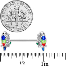Load image into Gallery viewer, 14G 9/16 Clear Gem Tropical Parrot Bird Barbell Nipple Ring Set