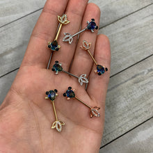 Load image into Gallery viewer, 14G 9/16 Aqua Gem Rose Gold Tone Fish Barbell Nipple Ring Set